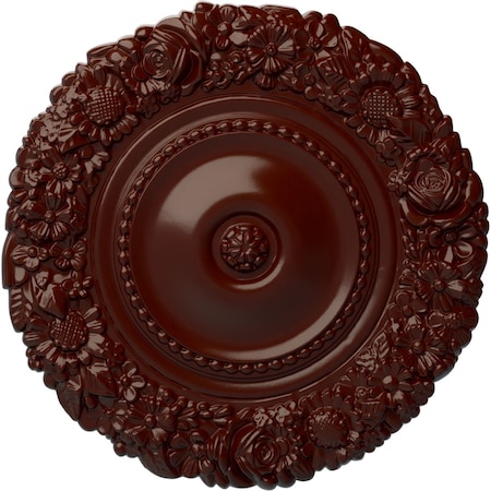 Ekena Millwork Marseille Ceiling Medallion (Fits Canopies up to 7 3/8"), Hand-Painted Brushed Mahogany, 21"OD x 2"P CM21MABMF